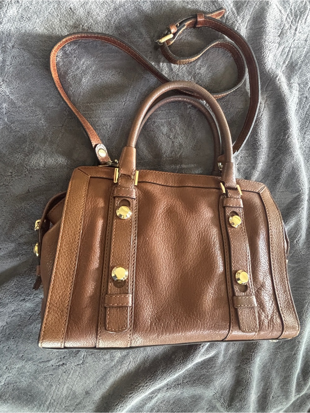Michael Kors Cognac Leather Satchel Gold Hardware